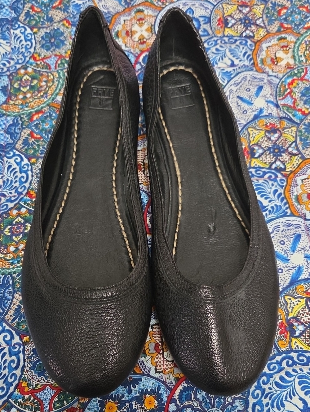 Frye Black Leather Women's Ballet Flats